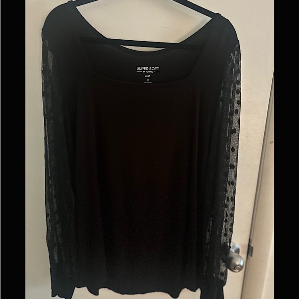 Torrid Super Soft Dot Mesh Sleeve Top